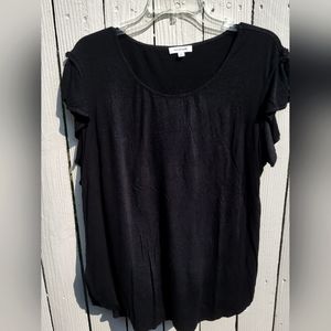 Max Studio black t-shirt, flutter sleeves, size medium